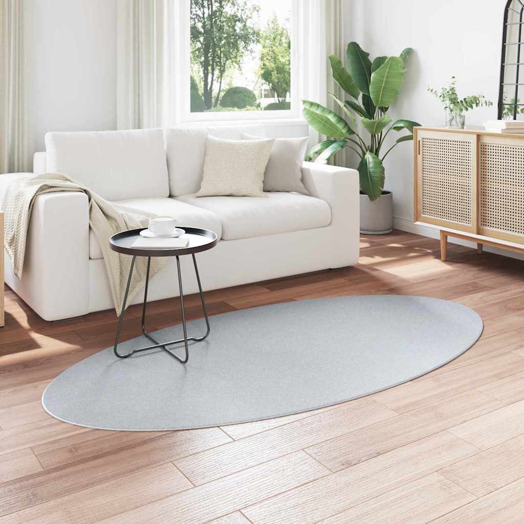 Vidaxl tapis ovale huarte gris 100 x 200 cm 100% polyester