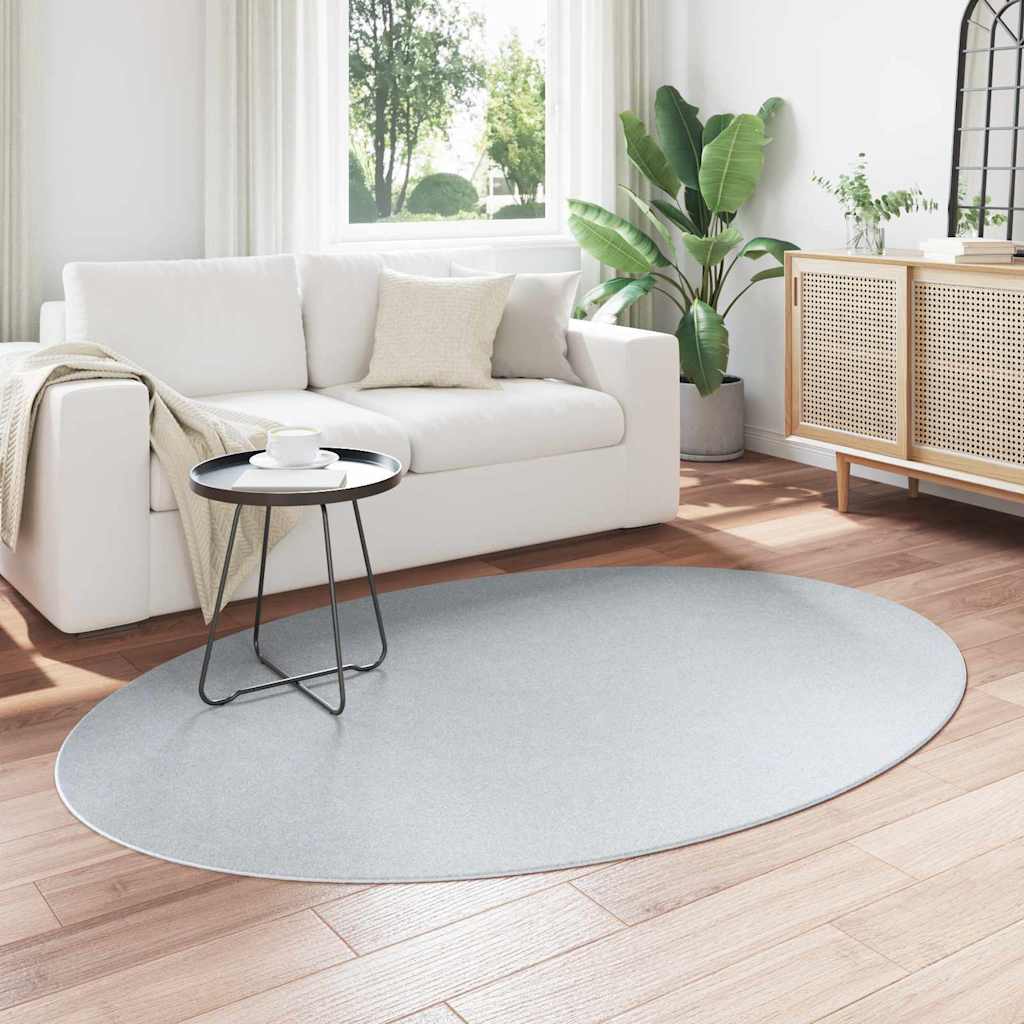 Vidaxl tapis ovale huarte gris 140 x 200 cm 100% polyester