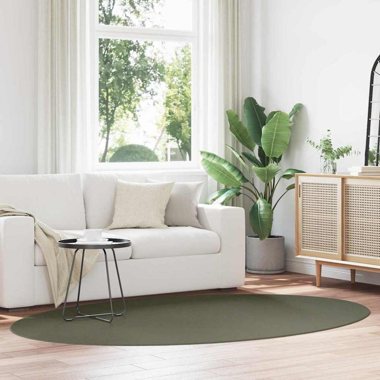 Vidaxl tapis ovale huarte vert forêt 160 x 230 cm 100% polyester