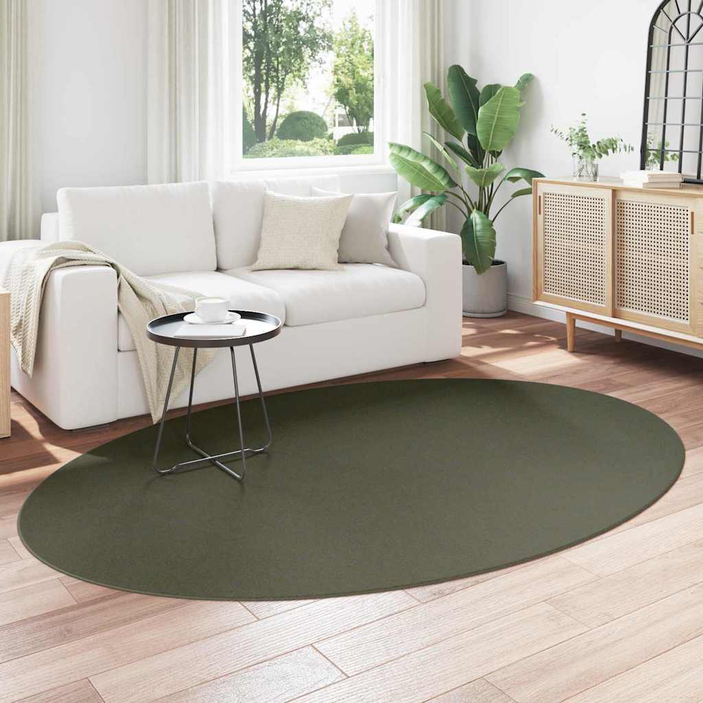 Vidaxl tapis ovale huarte vert forêt 160 x 230 cm 100% polyester