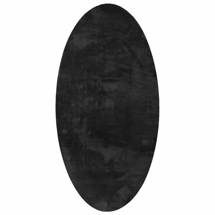 Vidaxl tapis ovale huarte noir 100 x 200 cm 100% polyester