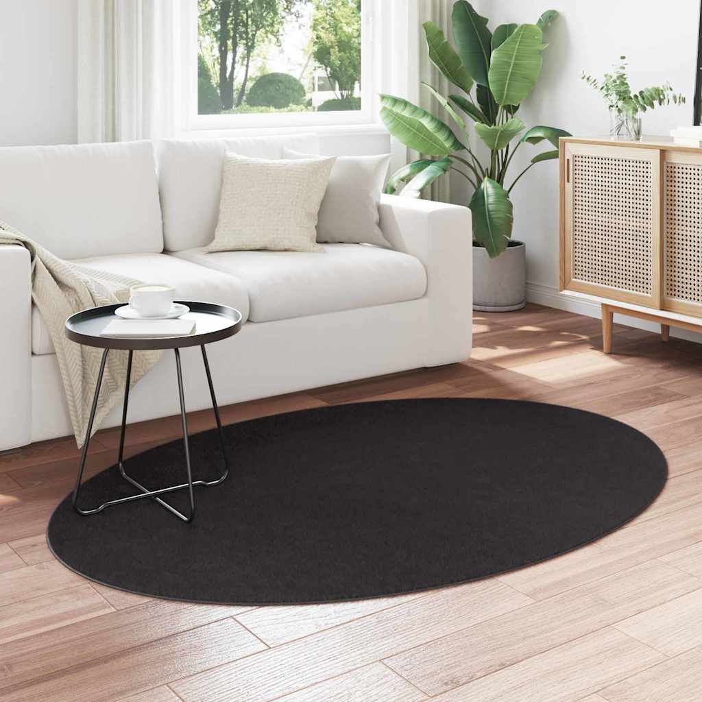 Vidaxl tapis ovale huarte noir 120 x 170 cm 100% polyester
