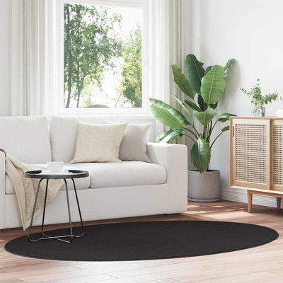 Vidaxl tapis ovale huarte noir 140 x 200 cm 100% polyester
