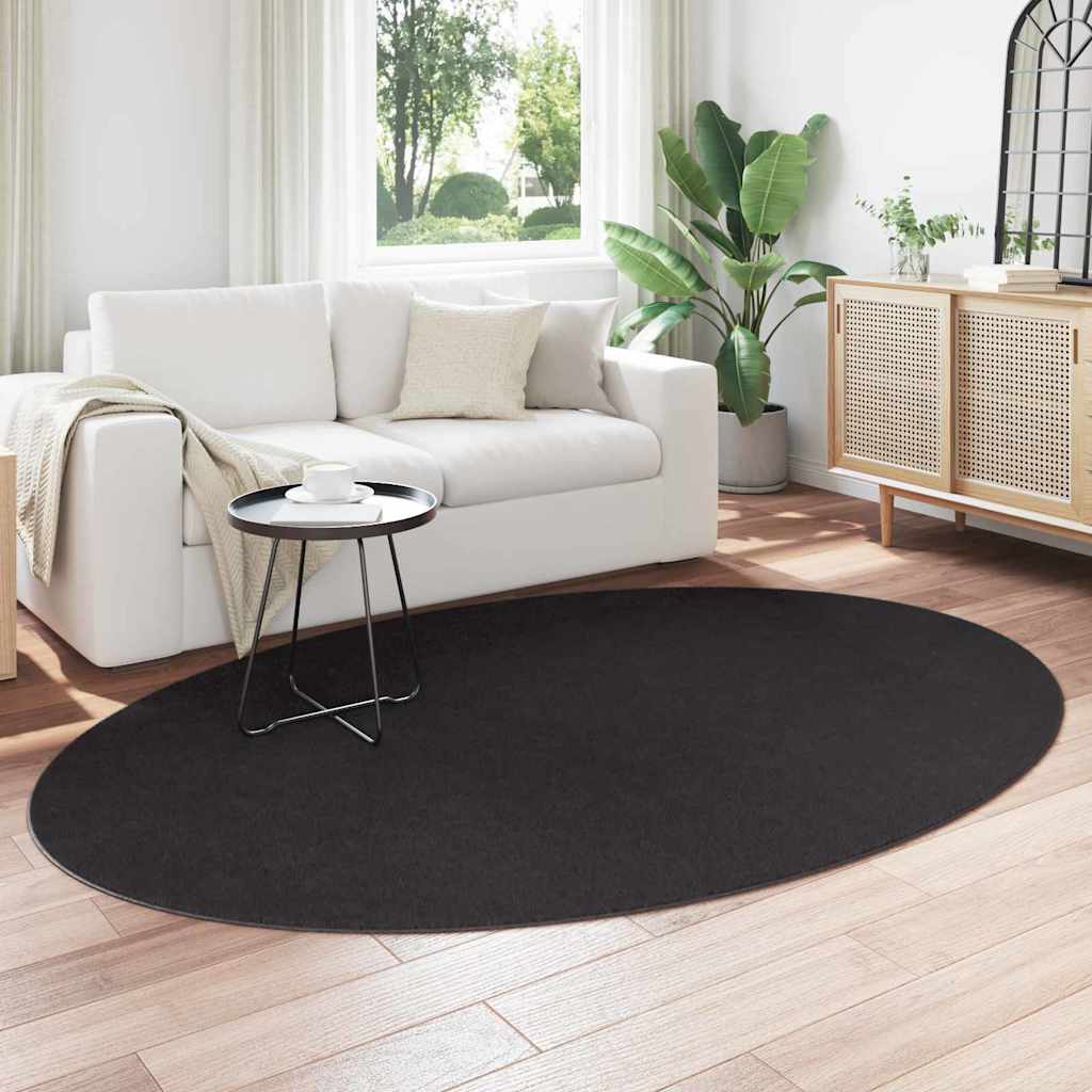 Vidaxl tapis ovale huarte noir 160 x 230 cm 100% polyester