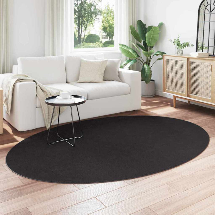 Vidaxl tapis ovale huarte noir 160 x 230 cm 100% polyester