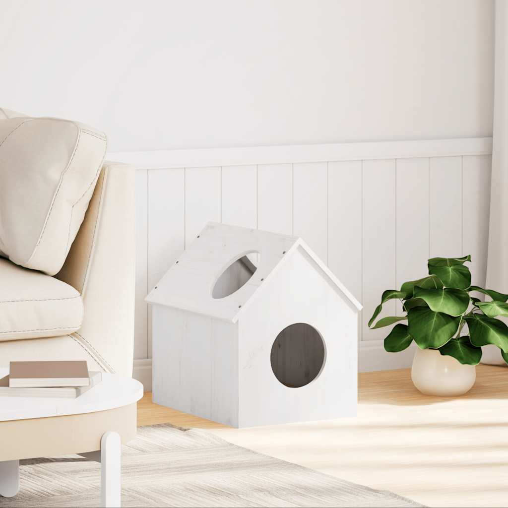 VidaXL maison pour chat 41x50x50 cm bois de pin massif blanc