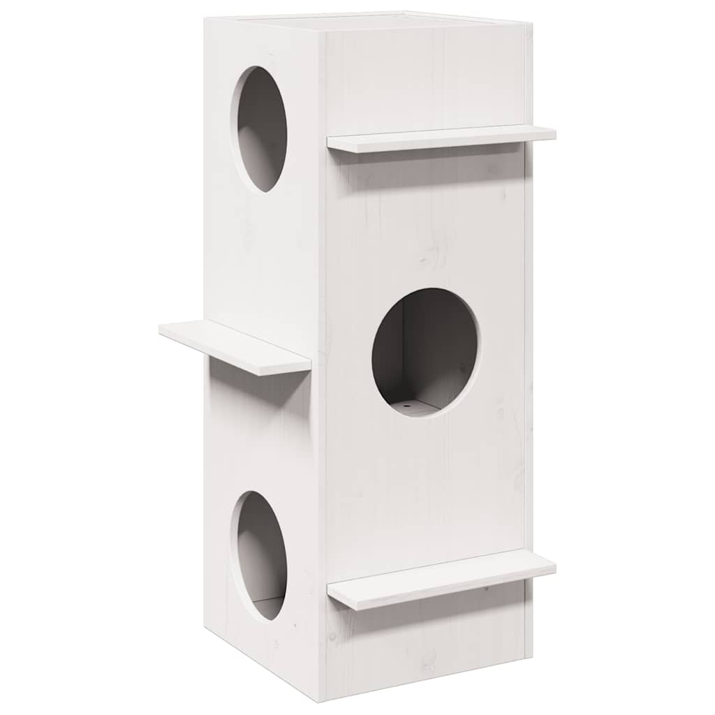 Vidaxl kattenhuis 43x43x90 cm pin solide blanc