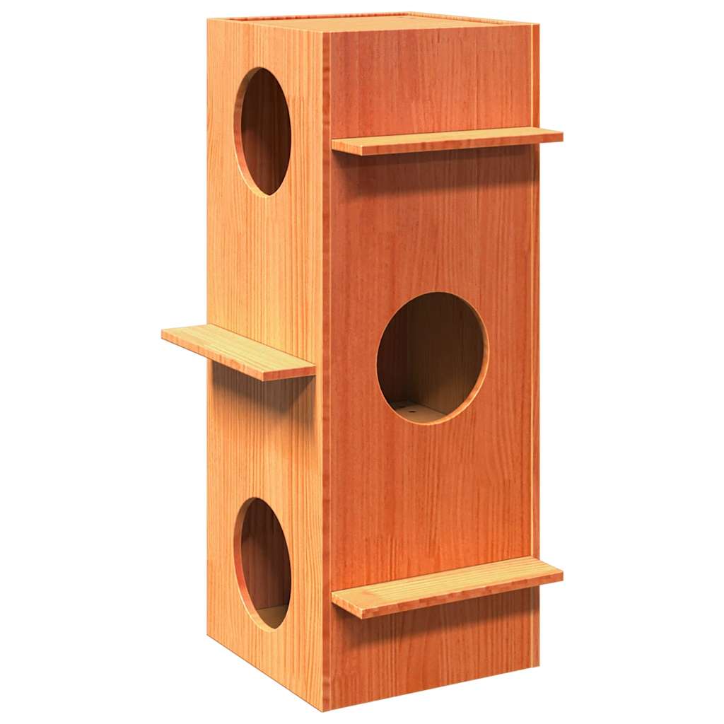Vidaxl kattenhuis 43x43x90 cm en pin massif brun