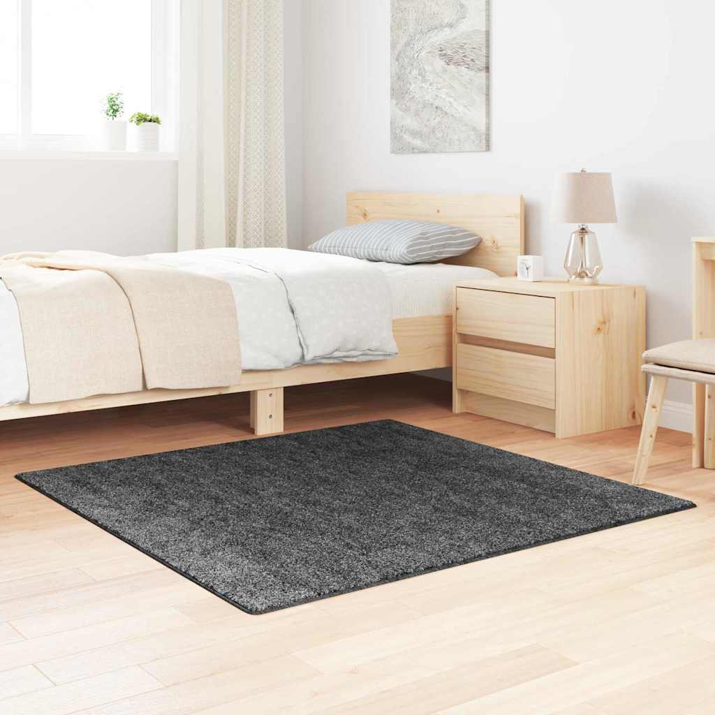 Vidaxx tapis shaggy antidérapant gris foncé 120 x 120 cm pp