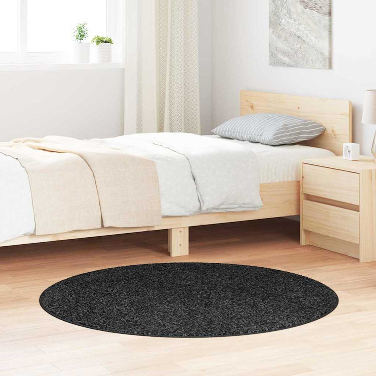 Vidaxx tapis shaggy antidérapant gris foncé 120 x 120 cm pp