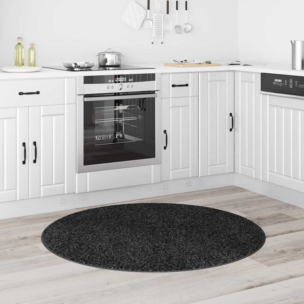 Vidaxx tapis shaggy antidérapant gris foncé 120 x 120 cm pp