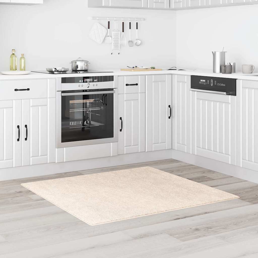 Vidaxx tapis shaggy antidérapant crème 120 x 120 cm pp