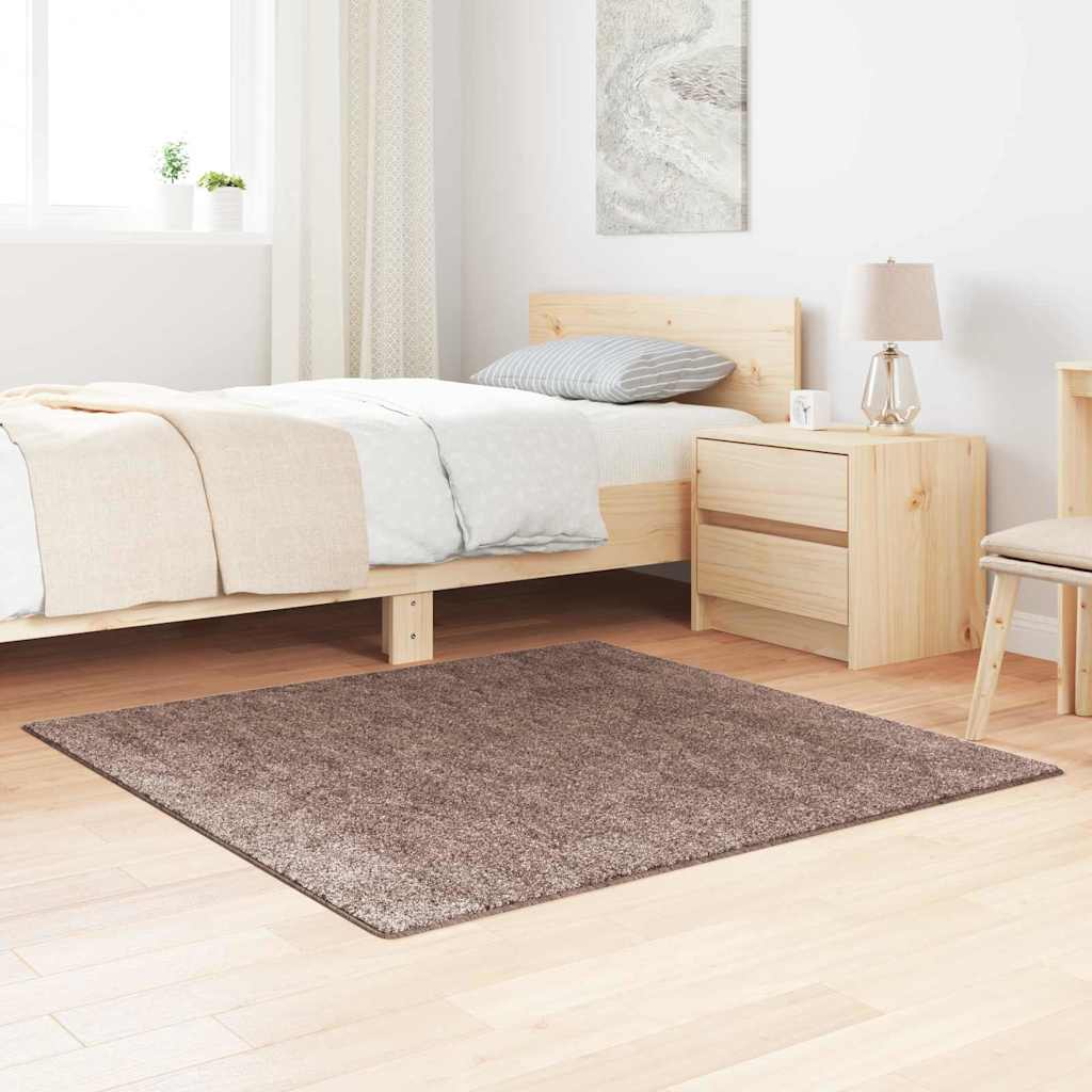 Vidaxx tapis shaggy antidérapant marron 120 x 120 cm pp