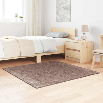 Vidaxx tapis shaggy antidérapant marron 120 x 120 cm pp