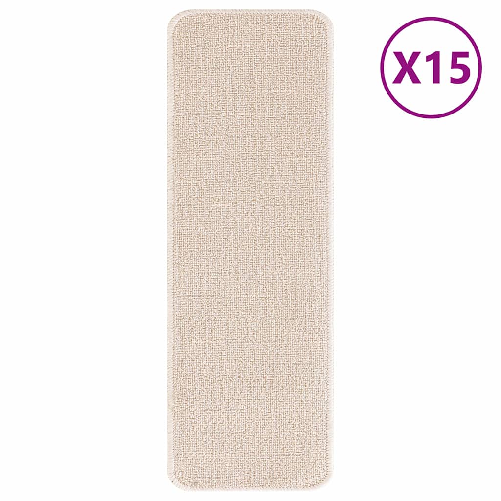 Vidaxx tapis d'escalier antidérapants dos en latex 15 pcs crème 60 x 25 cm pp