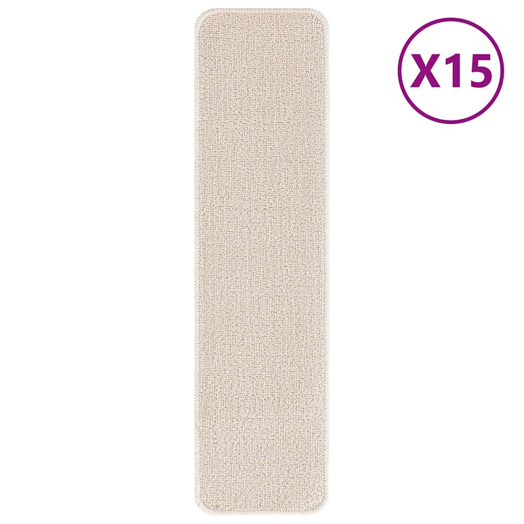 Vidaxx tapis d'escalier antidérapants rectangulaire 15 pcs crème 75 x 20 cm pp