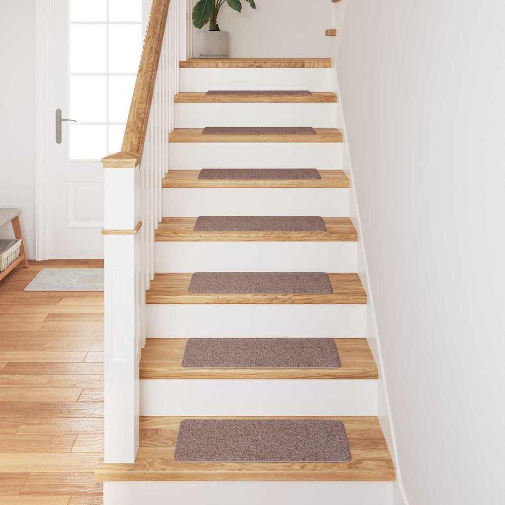 Vidaxl tapis d'escalier antidérapants 15 pcs marron clair 60 x 25 cm pp