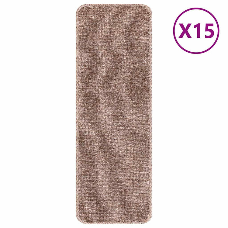 Vidaxl tapis d'escalier antidérapants 15 pcs marron clair 60 x 25 cm pp