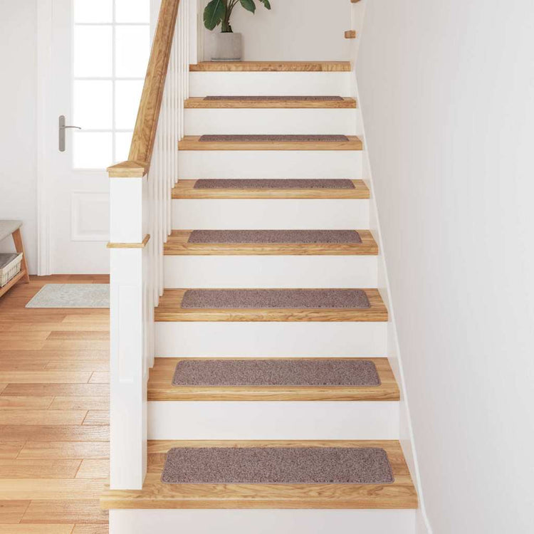 Vidaxl tapis d'escalier antidérapants 15 pcs marron clair 75 x 20 cm pp
