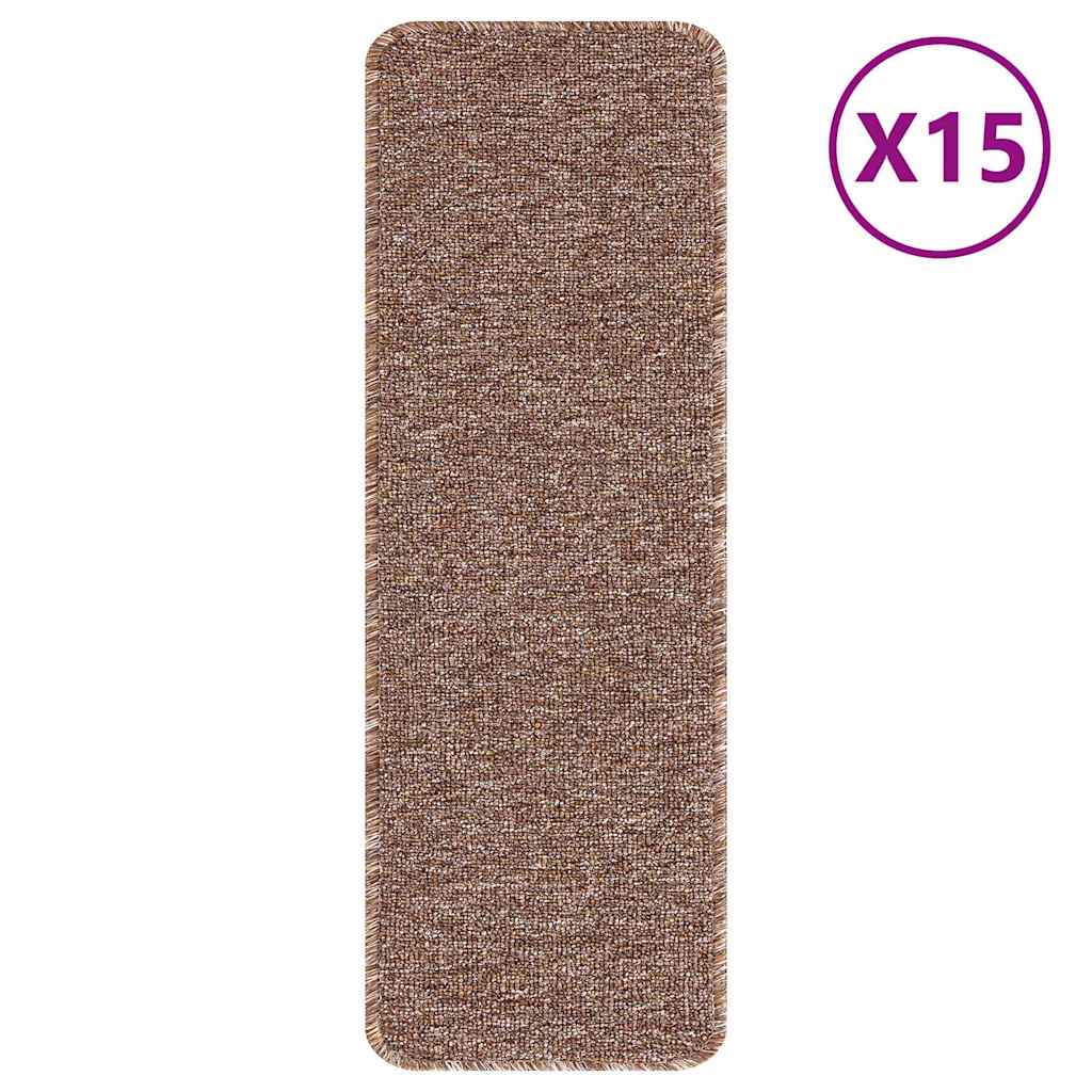 Vidaxx tapis d'escalier antidérapants dos en latex 15 pcs marron 60 x 25 cm pp