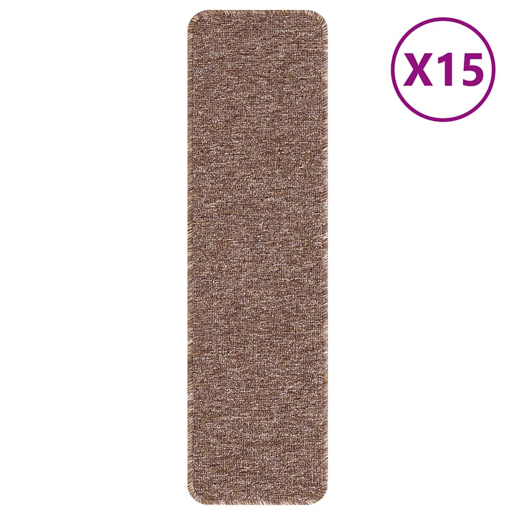 Vidaxx tapis d'escalier antidérapants dos en latex 15 pcs marron 75 x 20 cm pp