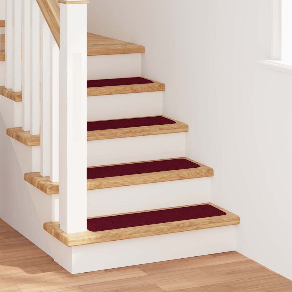 Vidaxx tapis d'escalier antidérapants 15 pcs rouge bordeaux 75 x 20 cm pp