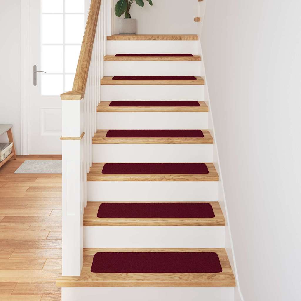 Vidaxx tapis d'escalier antidérapants 15 pcs rouge bordeaux 75 x 20 cm pp