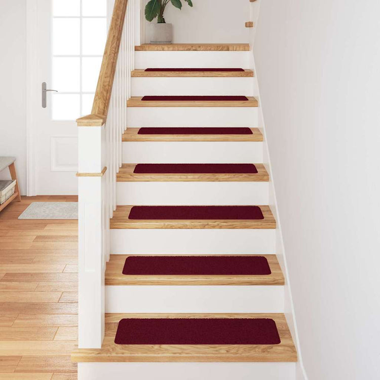 Vidaxx tapis d'escalier antidérapants 15 pcs rouge bordeaux 75 x 20 cm pp
