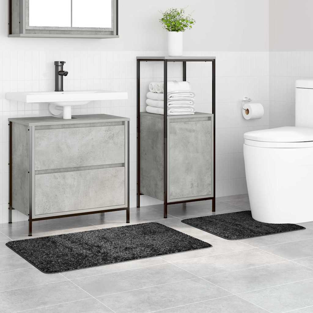 VidaXL ensemble de tapis de bain antidérapant 2 pcs gris foncé pp