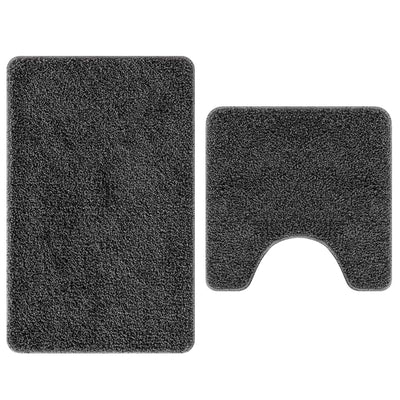 VidaXL ensemble de tapis de bain antidérapant 2 pcs gris foncé pp