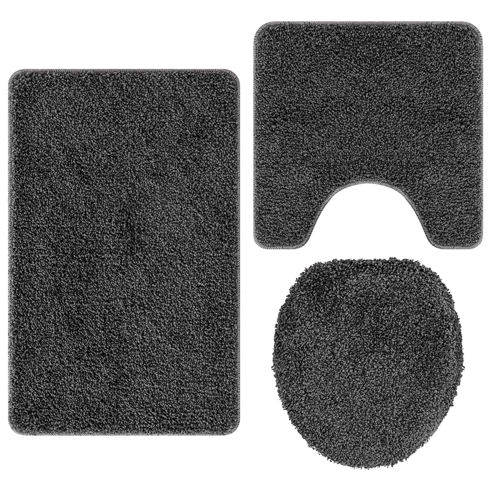 VidaXL ensemble de tapis de bain antidérapant 3 pcs gris foncé pp