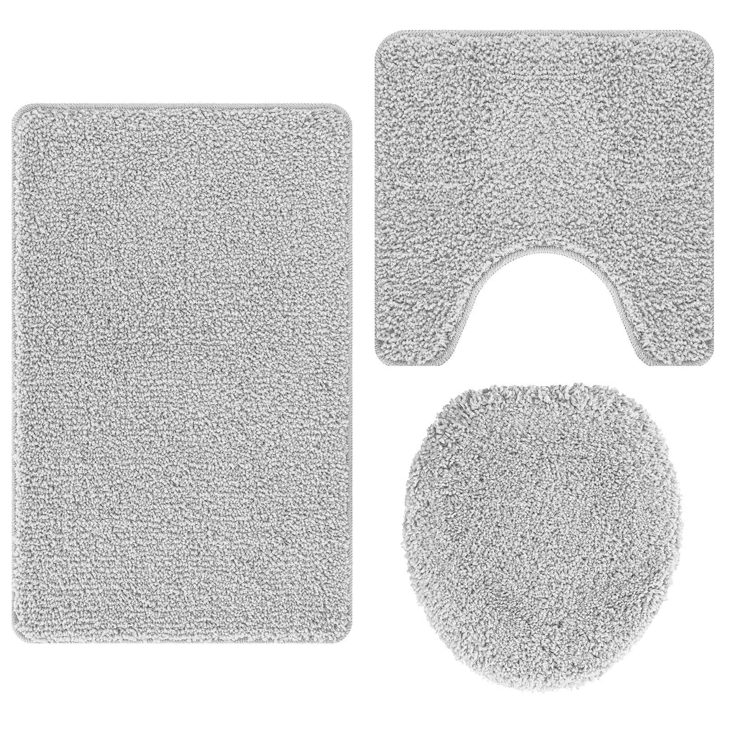 VidaXL ensemble de tapis de bain antidérapant 3 pcs gris pp