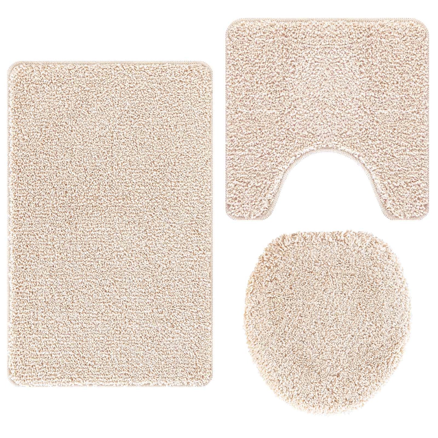 VidaXL ensemble de tapis de bain antidérapant 3 pcs crème pp