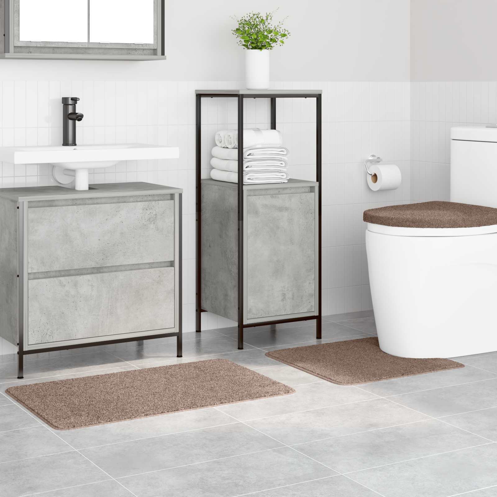 VidaXL ensemble de tapis de bain antidérapant 3 pcs marron pp