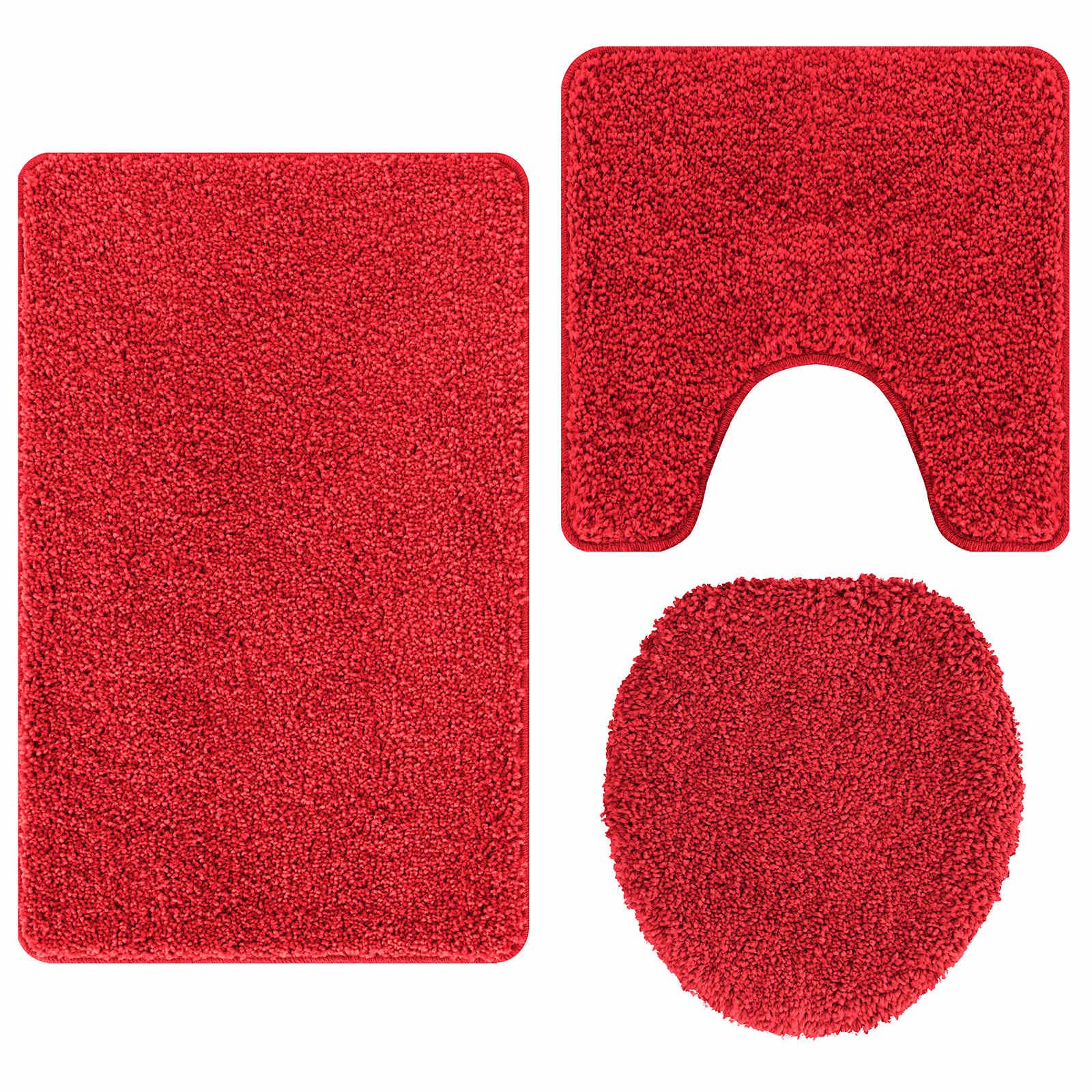 VidaXL ensemble de tapis de bain antidérapant 3 pcs rouge pp