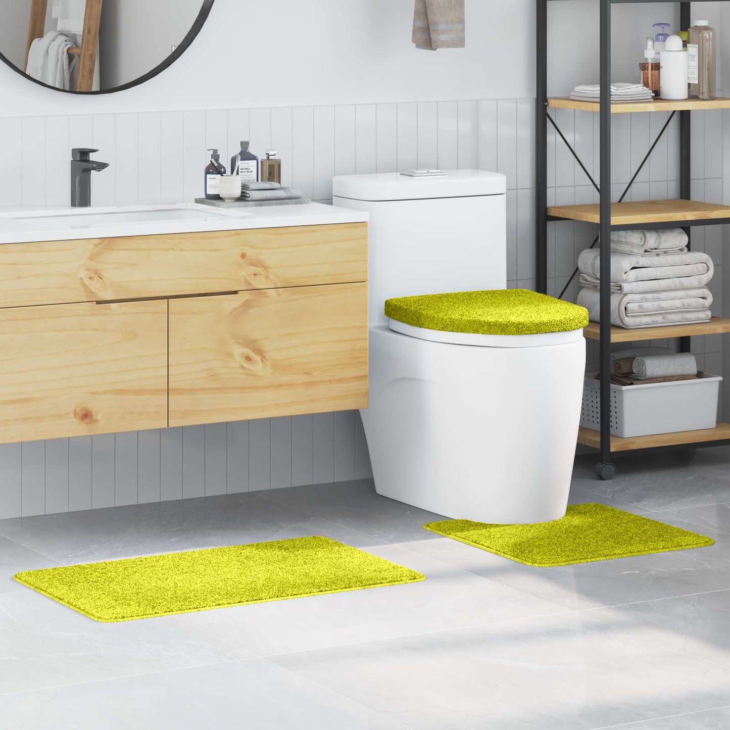 Vidaxx ensemble de tapis de bain antidérapant 3 pcs vert pp
