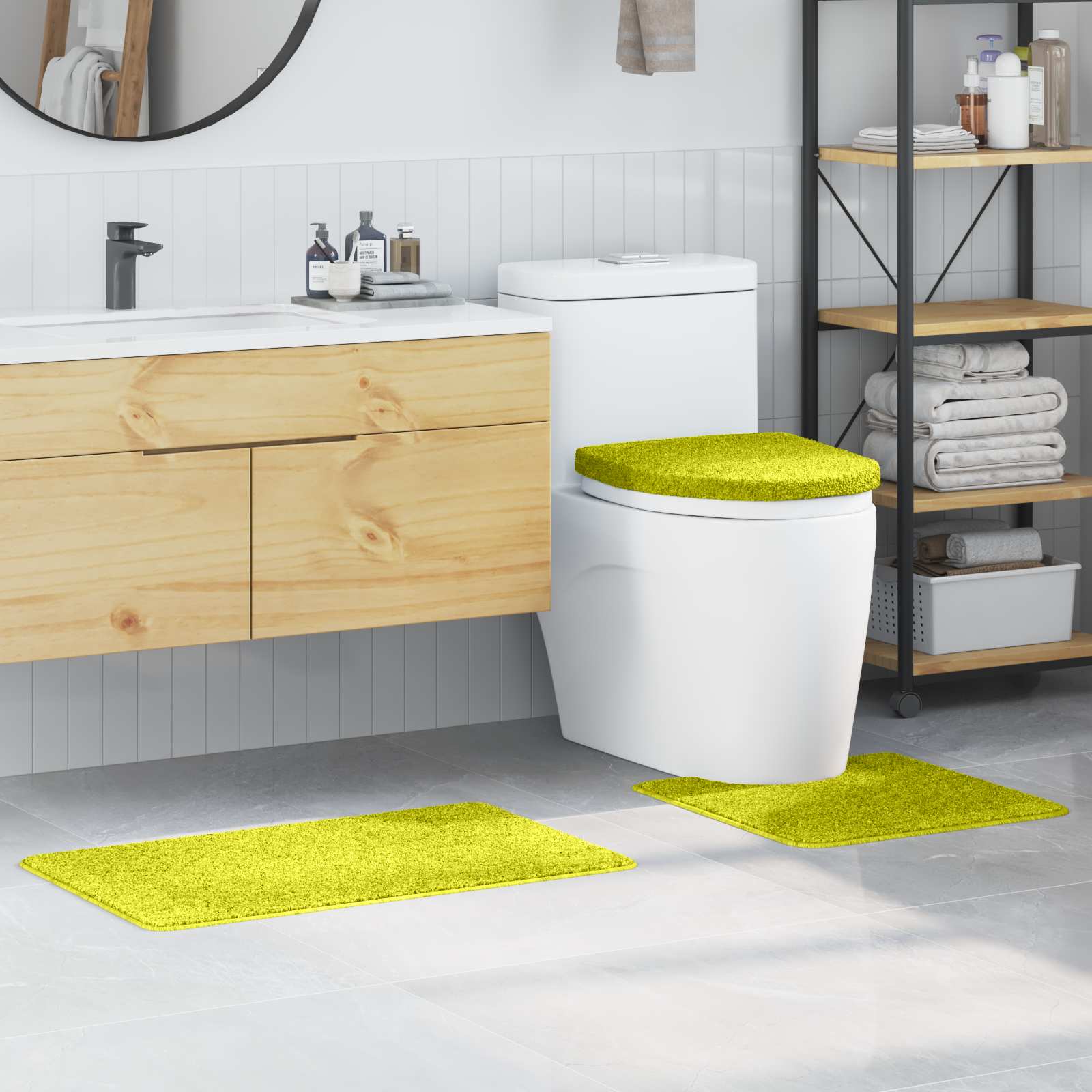 Vidaxx ensemble de tapis de bain antidérapant 3 pcs vert pp
