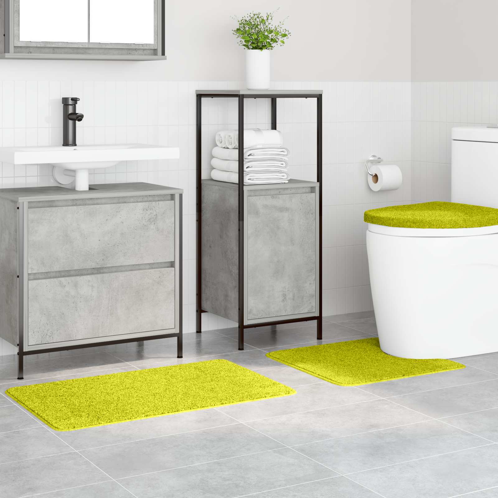 Vidaxx ensemble de tapis de bain antidérapant 3 pcs vert pp