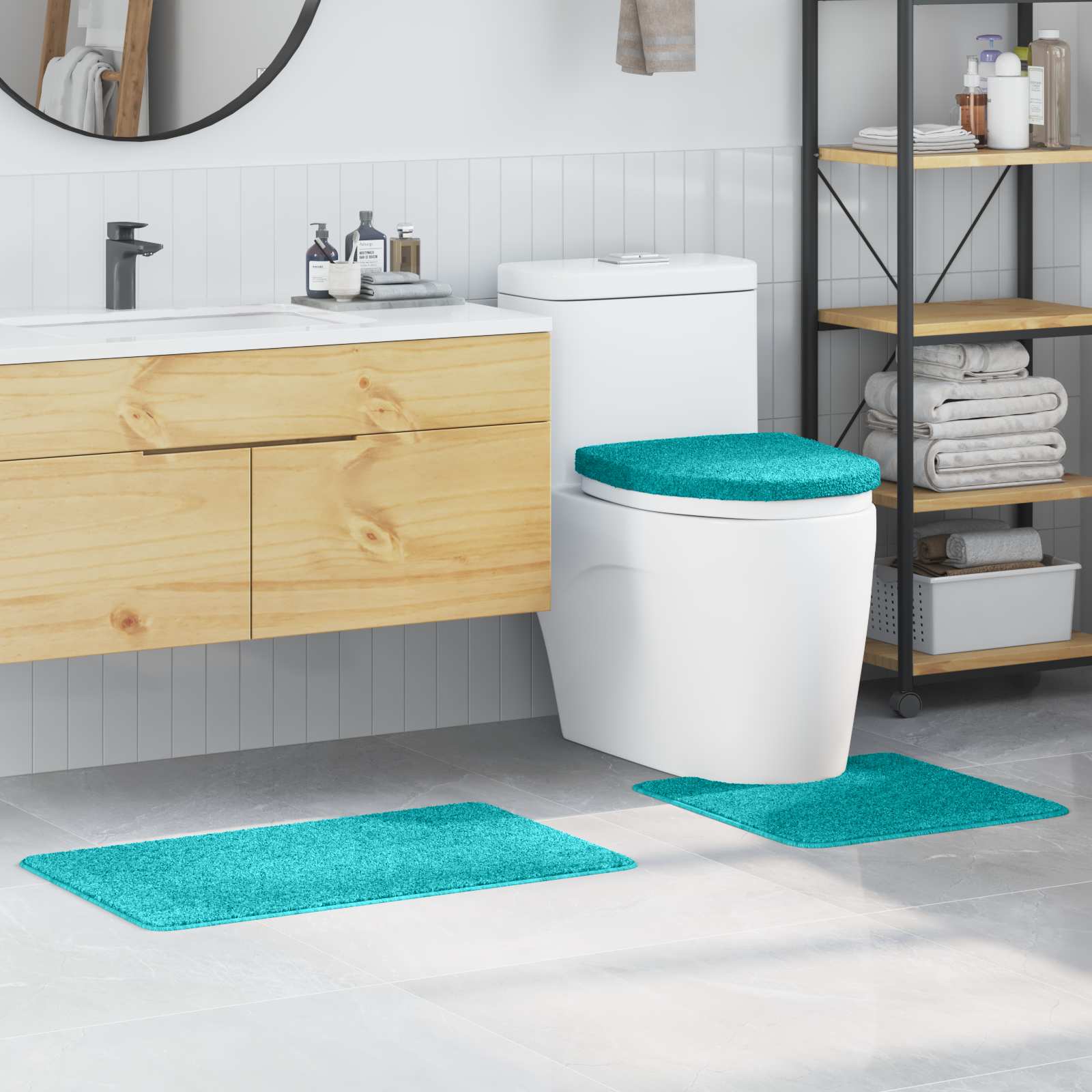 Vidaxx ensemble de tapis de bain antidérapant 3 pcs turquoise pp