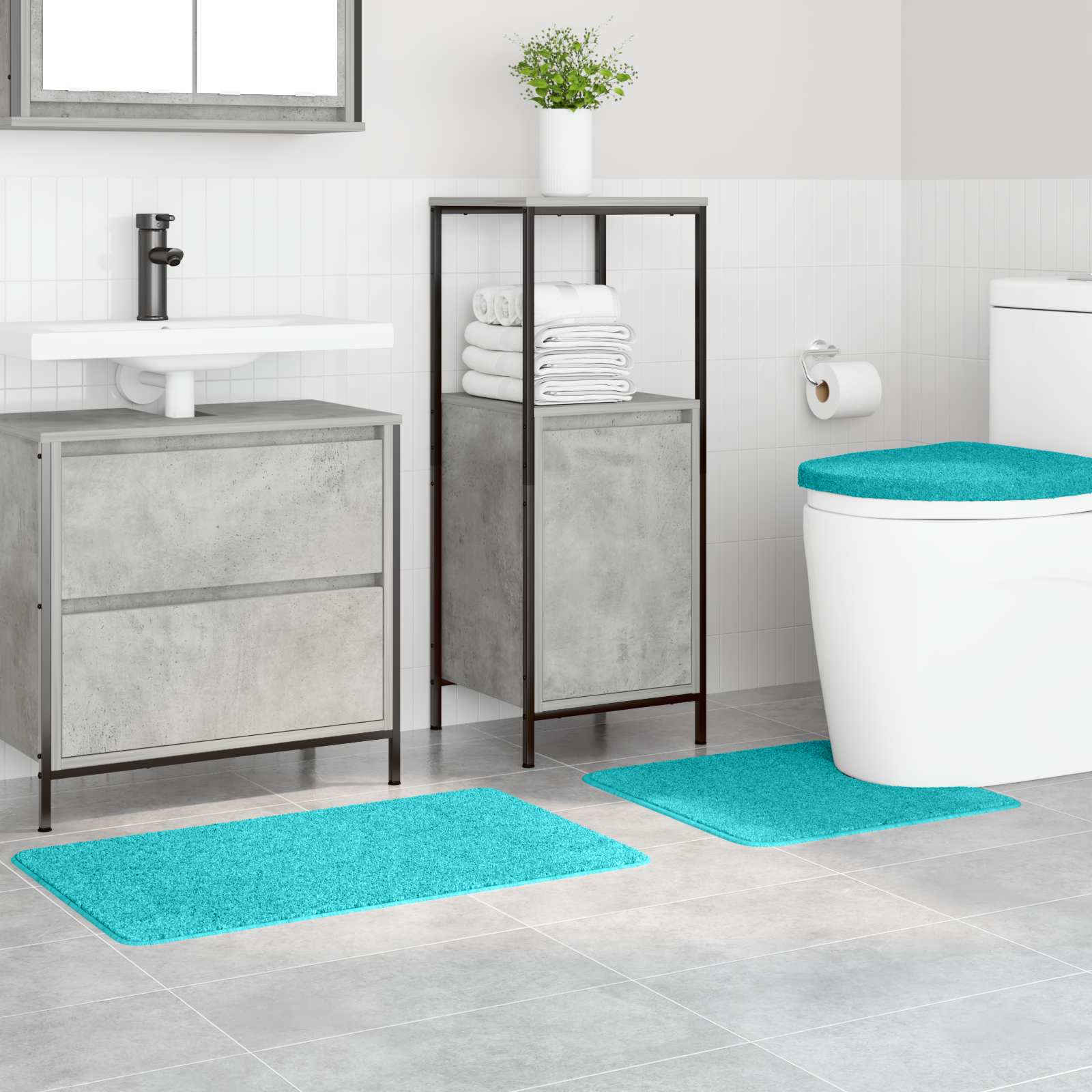 Vidaxx ensemble de tapis de bain antidérapant 3 pcs turquoise pp