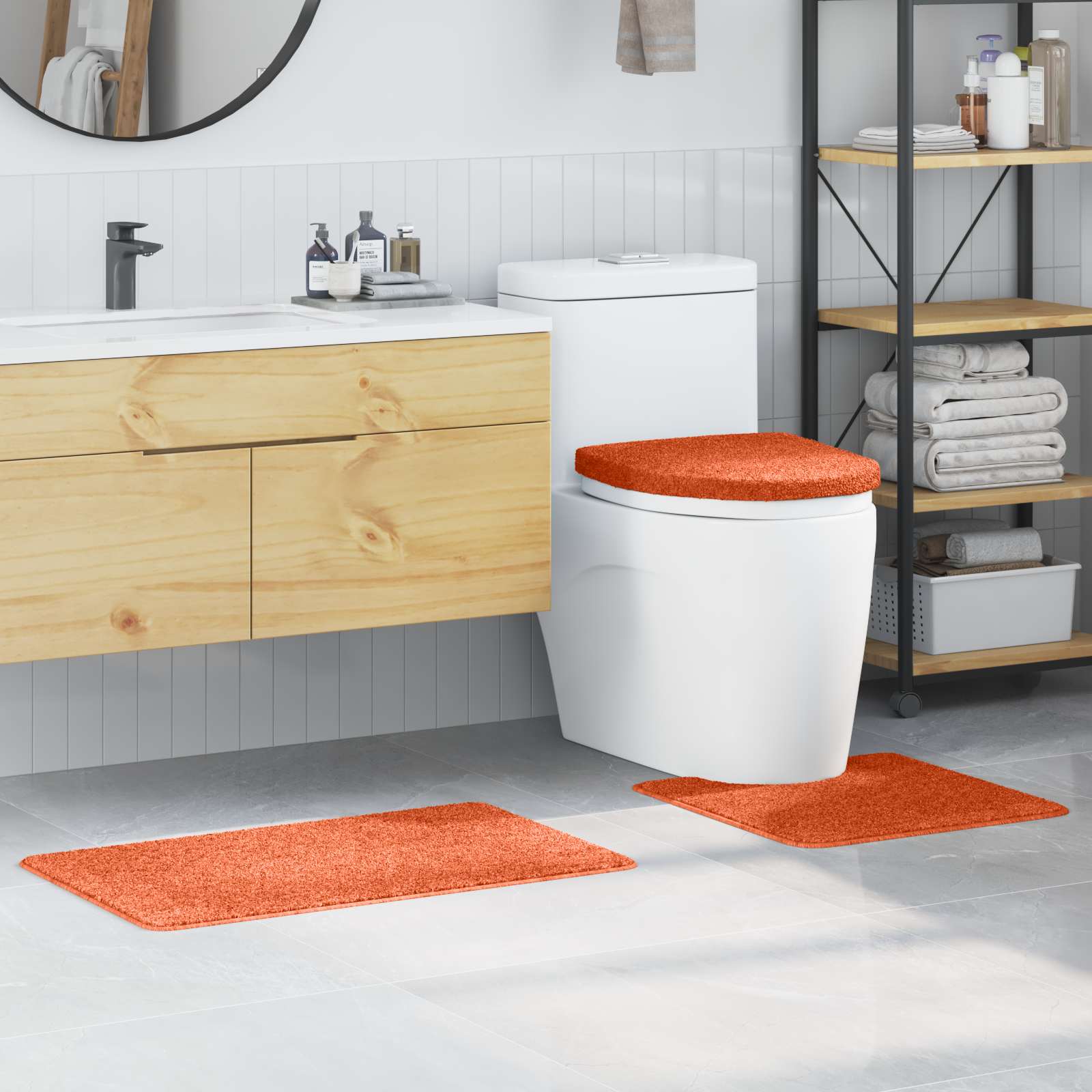 Vidaxx ensemble de tapis de bain antidérapant 3 pcs orange pp