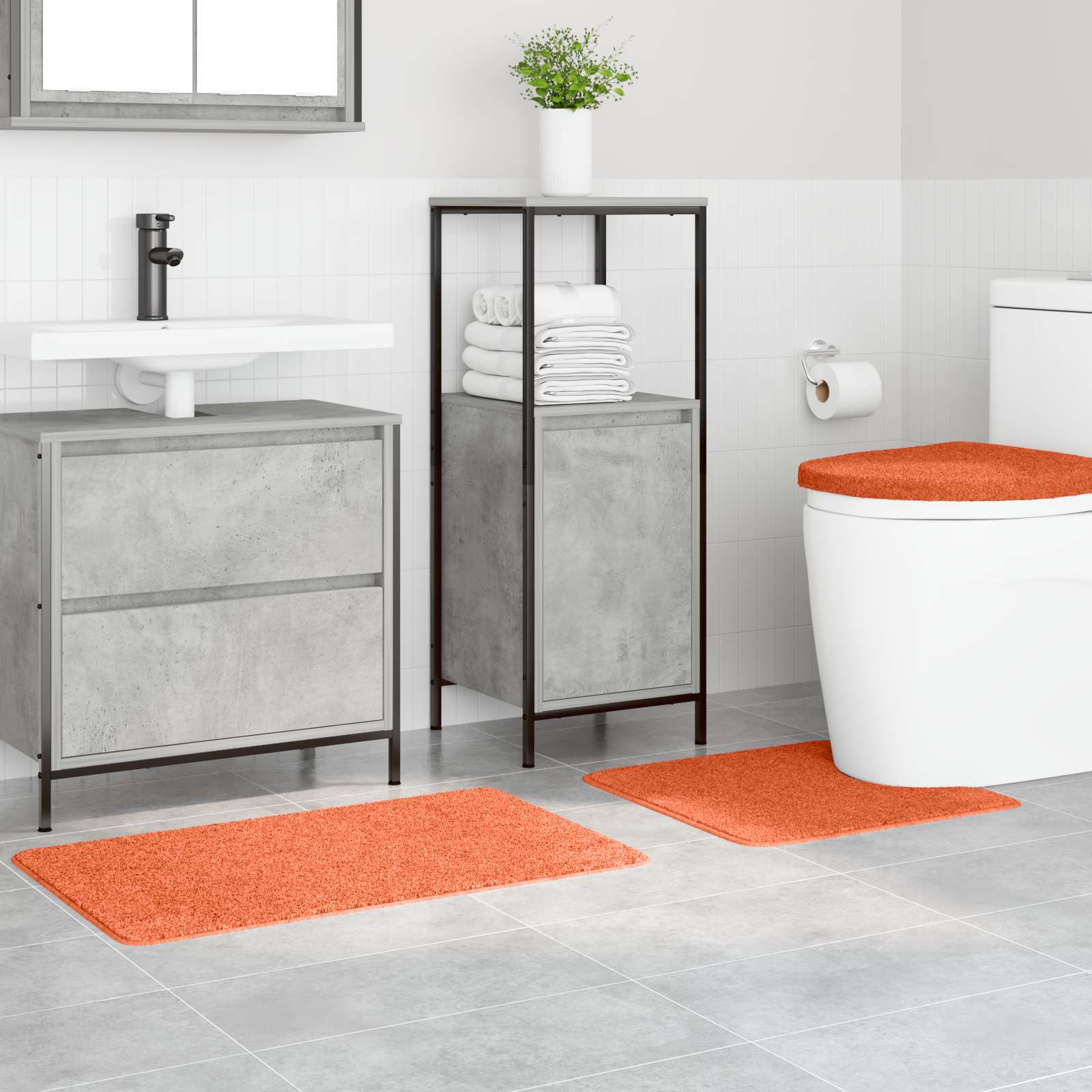 Vidaxx ensemble de tapis de bain antidérapant 3 pcs orange pp