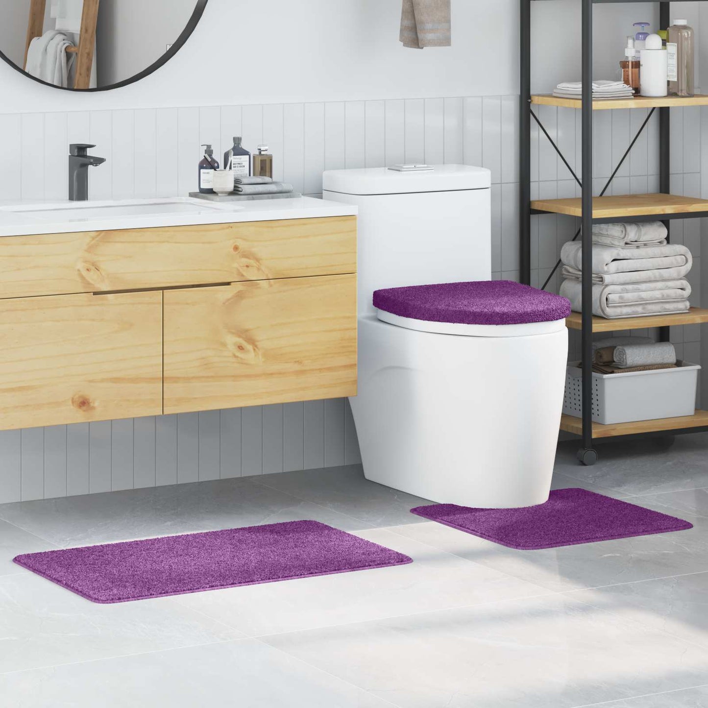 VidaXL ensemble de tapis de bain antidérapant 3 pcs violet pp