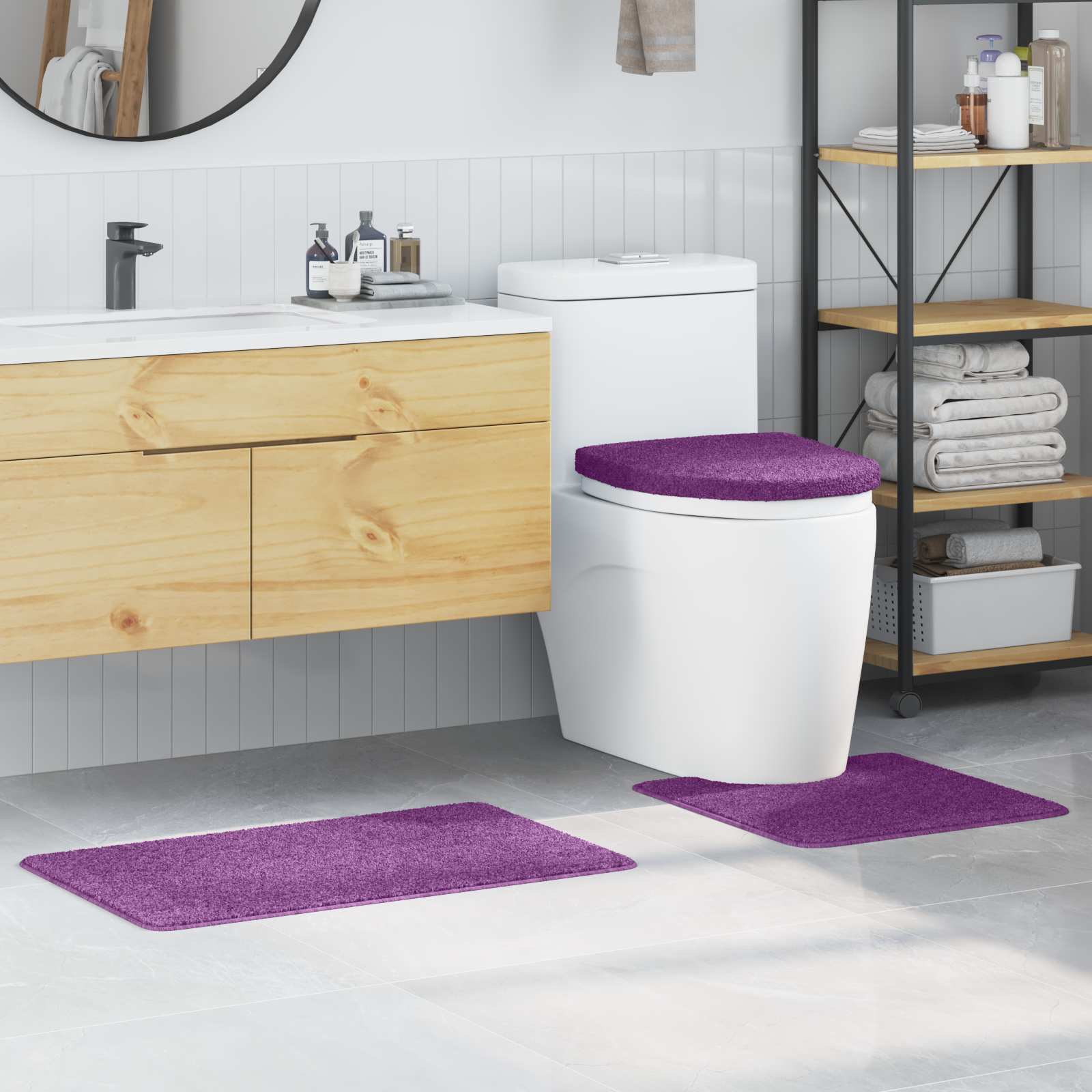 VidaXL ensemble de tapis de bain antidérapant 3 pcs violet pp