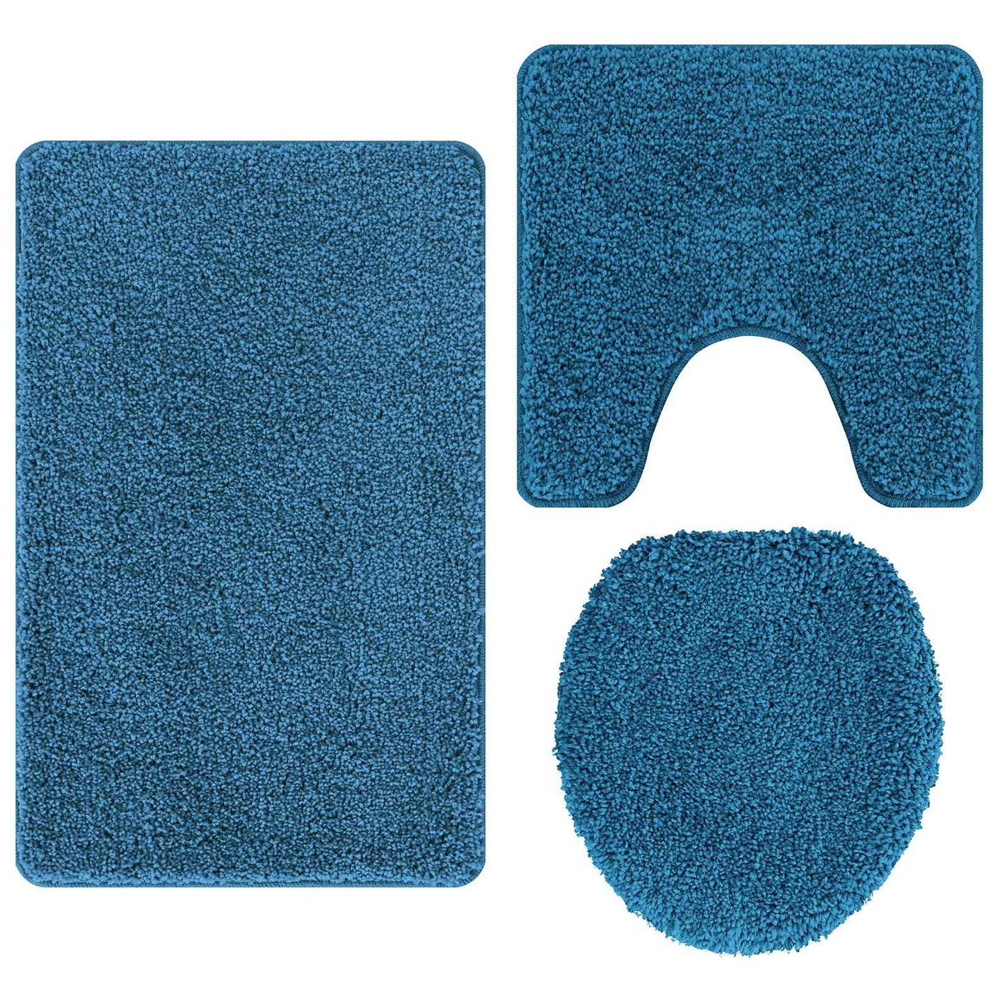 Vidaxxl ensemble de tapis de bain antidérapant 3 pcs bleu pp