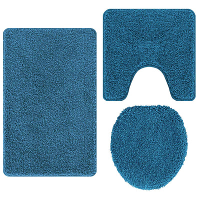 Vidaxxl ensemble de tapis de bain antidérapant 3 pcs bleu pp