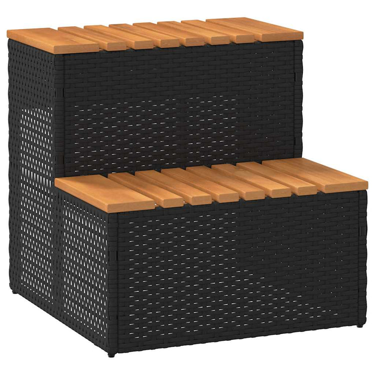 Vidaxl hottub-opplement 50x50x50.5 cm poly rattan solide acaciahout noir