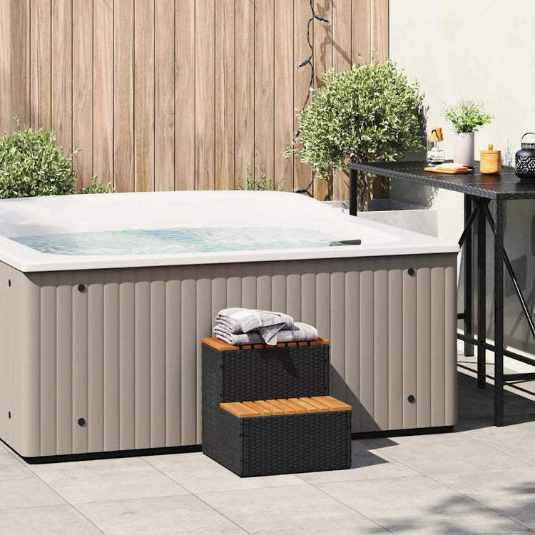 Vidaxl hottub-opplement 50x50x50.5 cm poly rattan solide acaciahout noir