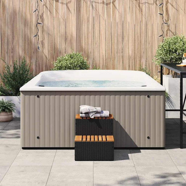 Vidaxl hottub-opplement 50x50x50.5 cm poly rattan solide acaciahout noir
