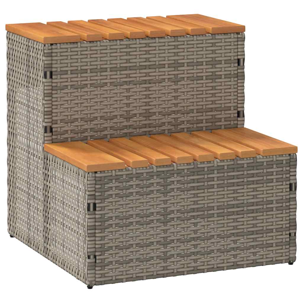 Vidaxl hottub-opplement 50x50x50.5 cm en rattan solide acaciahout gris
